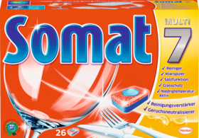 Somat Таблетки для ополаскивания посуды Somat 7 для Glänzend Sauberes Geschirr, 26 шт
