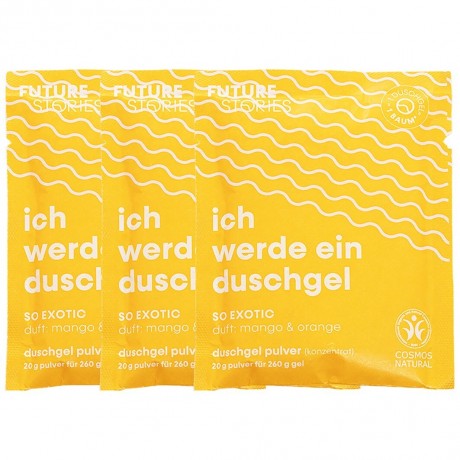 FUTURE STORIES Duschgel Pulver 3er Set Mango & Orange Гель-пудра для душа Набор из 3 порошков манго и апельсина