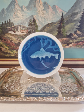 Тарелка декоративная винтажная Rosenthal Selb Bavaria с изображением рыбы, фарфор, Германия, 1970-80гг.