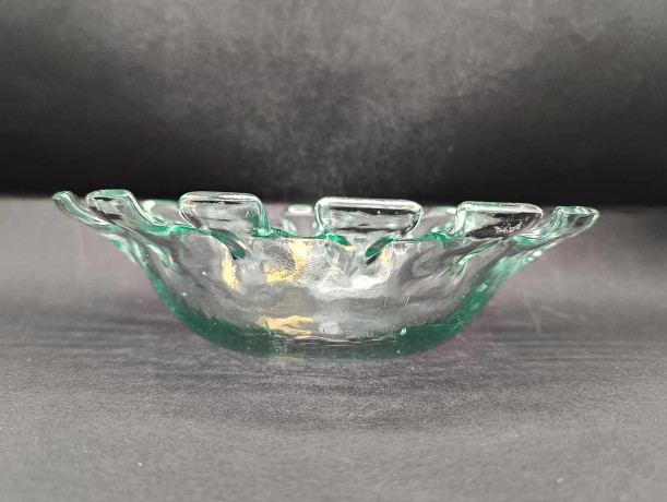 Фруктовница винтажная Joska / Bodenmais Bavaria, с резным краем, стекло, 21 см, Германия, 1970-80гг.