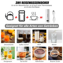 iscooter iscooter Reise-Wasserkocher Reisen Elektrische Wassertasse, 300W Schnellkoch-Teekanne-Heizbecher, 300,00 W, Wasserkocher mit Temperatureinstellung  Automatischer Abschaltung  Дорожный чайник iscooter, дорожная электрическая чашка для воды, 300 Вт