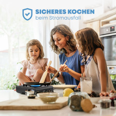 ZMC ZMC Gaskocher 2in1 Campingkocher Grillplatte mit Piezozundung + 8x Gaskartuschen, (Grillplatte Tischgrill Transportkoffer Gasbrenner Gasgrill Kochfeld), Butan Gas 227g Campingkocher Outdoor Camping Gas Kocher Herd  Газовая плита ZMC, походная плита 2-