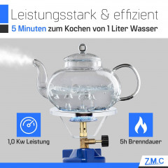ZMC ZMC Gaskocher ZMC Campingkocher Gaskocher Kartuschenkocher fur Camping, Festivals, (Kartuschenkocher Geeignet fur Camping, Indoor, Indoor/Outdoor, Outdoor, Wandern), 1,1KW Leistung: 1100W Stechkartusche Kohleanzunder Herd Kochfeld  Газовая плита ZMC К