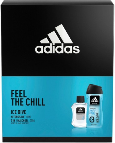 adidas Geschenkset Feel the Chill, Адидас Подарочный Набор Ice Dive Лосьон после бритья 100мл + Гель для душа 250мл