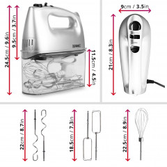 Duronic Duronic Handmixer, HM4 SR elektrischer Handmixer, 400 Watt, Aufbewahrungsbox  Ручной миксер Duronic, электрический ручной миксер HM4 SR, 400 Вт, ящик для хранения