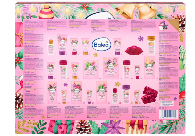 Balea Adventskalender BALEA 3stk, Адвент календарь 2025, 24 косметических бьюти-сюрприза 3 шт