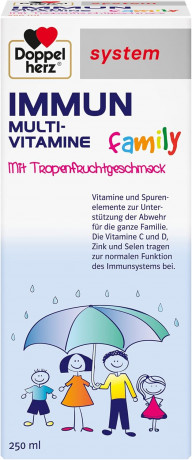 Doppelherz system IMMUN Multivitamine family Мультивитаминный комплекс для детей с 4-х лет и взрослых, сироп со вкусом тропических фруктов, 250 мл x 2 упаковки