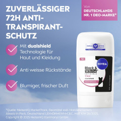 NIVEA Black &amp; White Invisible Clear Anti-Transpirant Stick, 50 ml, Нивеа Антиперспирант стик, невидимый, защита одежды от пятен, 72ч защита от пота, 50 мл
