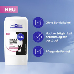 NIVEA Black &amp; White Invisible Clear Anti-Transpirant Stick, 50 ml, Нивеа Антиперспирант стик, невидимый, защита одежды от пятен, 72ч защита от пота, 50 мл