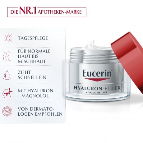 Eucerin Hyaluron-Filler + Volume-Lift Tagespflege fur normale Haut bis Mischhaut  Дневной уход Hyaluron-Filler + Volume-Lift для нормальной и комбинированной кожи
