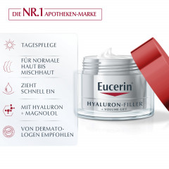Eucerin Hyaluron-Filler + Volume-Lift Tagespflege fur normale Haut bis Mischhaut  Дневной уход Hyaluron-Filler + Volume-Lift для нормальной и комбинированной кожи