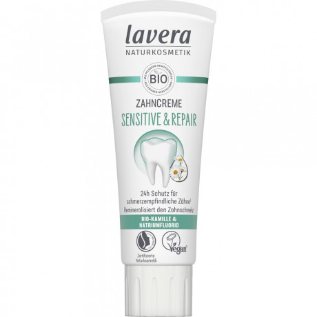 LAVERA Zahncreme Sensitive & Repair, 75 ml, Лавера Зубная паста для чувствительных зубов, био-ромашка, восстановление эмали, 75 мл