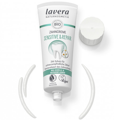 LAVERA Zahncreme Sensitive & Repair, 75 ml, Лавера Зубная паста для чувствительных зубов, био-ромашка, восстановление эмали, 75 мл