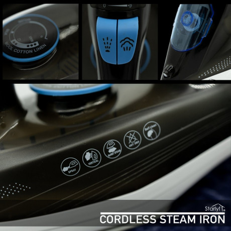Starlyf Starlyf Dampfbugeleisen Cordless Steam Iron, 2400 W, kabelloses Bugeleisen, Sohle mit keramischer Antihaftbeschichtung  Starlyf Cordless Steam Iron, 2400W, беспроводной утюг, подошва с керамическим антипригарным покрытием