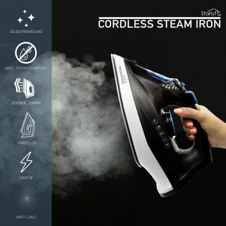 Starlyf Starlyf Dampfbugeleisen Cordless Steam Iron, 2400 W, kabelloses Bugeleisen, Sohle mit keramischer Antihaftbeschichtung  Starlyf Cordless Steam Iron, 2400W, беспроводной утюг, подошва с керамическим антипригарным покрытием
