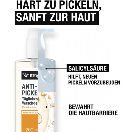 Neutrogena Anti-Pickel taegliches Waschgel, 200 ml, Neutrogena Anti-Pickel Ежедневный очищающий гель с салициловой кислотой для кожи с высыпаниями, 200 мл