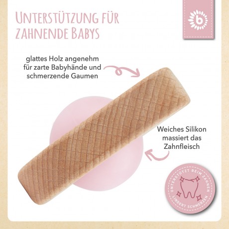 bieco Beissring Holz Natur Zahnungshilfe mit Silikon Kugeln Baby Greifling 7cm Beissringe Кольцо для прорезывания зубов