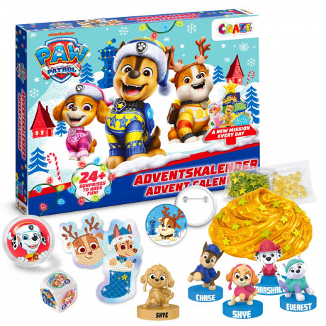 CRAZE PAW Patrol Adventskalender, CRAZE детский игровой адвент-календарь с фигурками, браслетами и слаймом, 24 сюрприза