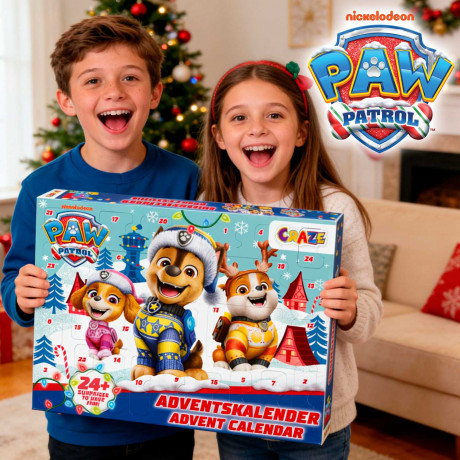 CRAZE PAW Patrol Adventskalender, CRAZE детский игровой адвент-календарь с фигурками, браслетами и слаймом, 24 сюрприза