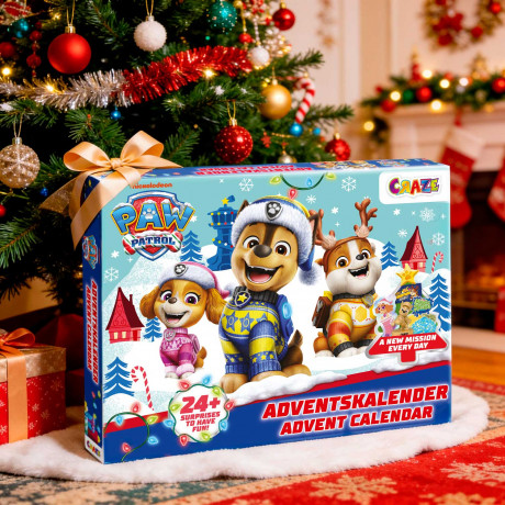 CRAZE PAW Patrol Adventskalender, CRAZE детский игровой адвент-календарь с фигурками, браслетами и слаймом, 24 сюрприза