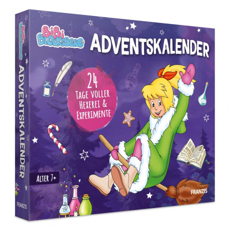 Franzis Bibi Blocksberg Adventskalender 2026 mit Experimenten und Hexereien, Адвент-календарь FRANZIS Bibi Blocksberg 2026 с опытами и поделками, 24 коробочки, от 7 лет