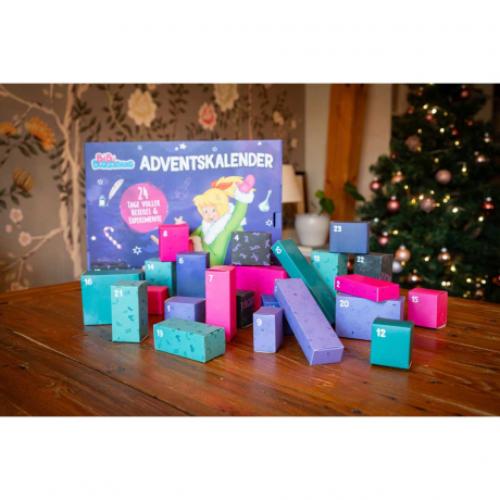 Franzis Bibi Blocksberg Adventskalender 2026 mit Experimenten und Hexereien, Адвент-календарь FRANZIS Bibi Blocksberg 2026 с опытами и поделками, 24 коробочки, от 7 лет