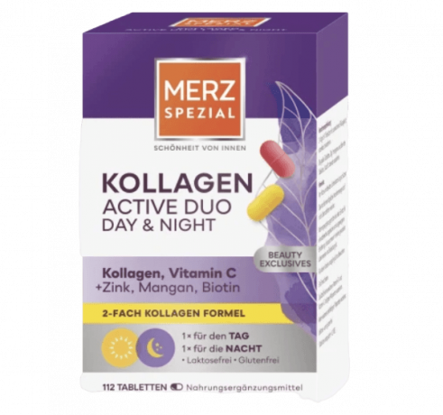 Merz Spezial Kollagen Day & Night Tabletten 112 St, 138,6 g, Коллагеновые таблетки День и Ночь, 112 штук