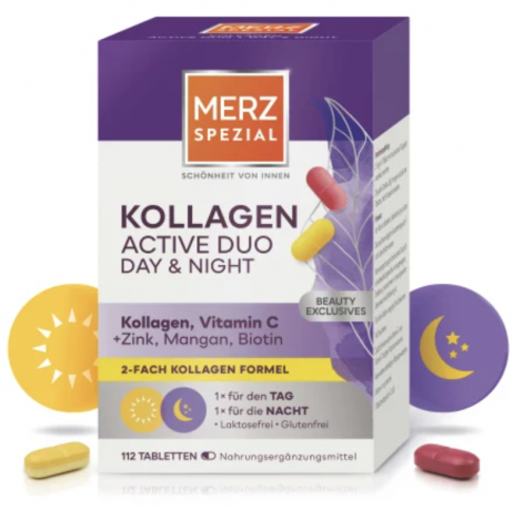 Merz Spezial Kollagen Day & Night Tabletten 112 St, 138,6 g, Коллагеновые таблетки День и Ночь, 112 штук