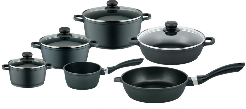 Elo Elo Aluguss Topfset 6-tlg. BLACK CAST schwarz Набор кастрюль Elo из литого алюминия, 6 предметов. ЧЕРНЫЙ ЛИСТ