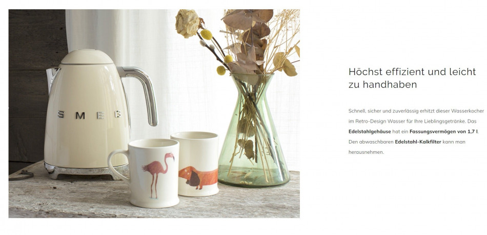 SMEG SMEG Wasserkocher SMEG Wasserkocher Edelstahl 1,7 L Fassung, 2400 W, Wasser Kocher, 2400,00 W, 360° Basis, BPA- Frei, elektrischer  Чайник SMEG Чайник SMEG, нержавеющая сталь, емкость 1,7 л, 2400 Вт, водоварка, 2400,00 Вт, основание 360°, без BPA, эл