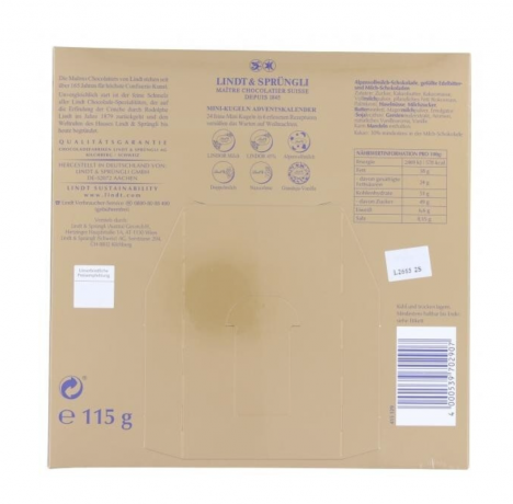 Lindt Mini-Tisch-Kalender Weihnachtszauber 115g х 2stk, Линдт Адвент-каленадрь 2025, 24 сладких сюрприза, 19см х 19см, 115 г x 2 шт