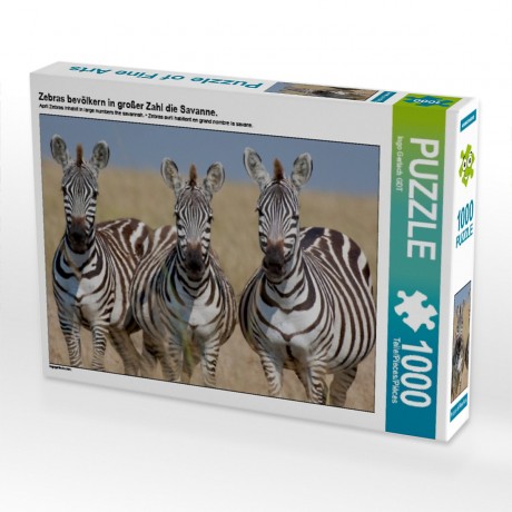 CALVENDO Puzzle CALVENDO Puzzle Zebras bevolkern in grosser Zahl die Savanne. Пазл CALVENDO Puzzle Зебры населяют саванну в большом количестве.