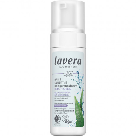 LAVERA basis sensitiv Reinigungsschaum, 150 ml, Лавера Пенка для умывания для чувствительной кожи, био-алоэ вера и био-миндальное масло, 150 мл