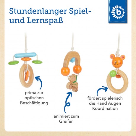 bieco Spieltrapez Spielbogen fur Babys -Figuren Rasseln Kugeln- Activity Baby Gym Holz Spielbogen Игровая арка на трапеции для малышей