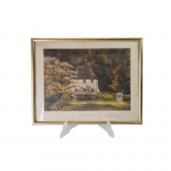 Картина винтажная в раме, типография Fritz Grandt&amp;Co Kunstverlag / Berlin, изображение домика Гете в 1828, 37,5 x 29,5 см, Германия, 1960-1970гг.