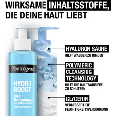 Neutrogena Hydro Boost Aqua Reinigungsgel, 200 ml, Neutrogena Hydro Boost Aqua Очищающий гель с гиалуроновой кислотой и глицерином, 200 мл