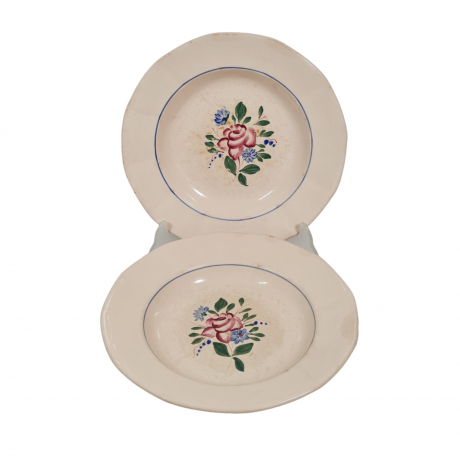 Тарелка сервировочная винтажная Sarreguemines France, керамика, 2 шт., 22,5 см, Франция, 1960-70гг.