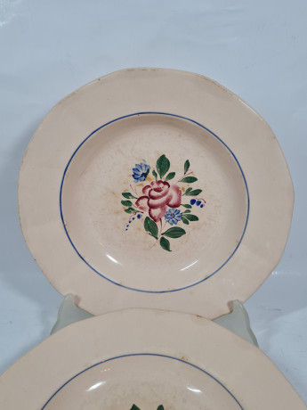 Тарелка сервировочная винтажная Sarreguemines France, керамика, 2 шт., 22,5 см, Франция, 1960-70гг.