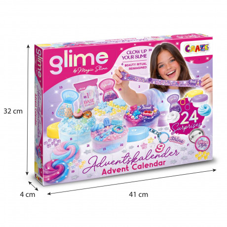 CRAZE GLIME Adventskalender, CRAZE детский адвент-календарь со слаймами, топпингами и фигурками, 24 сюрприза