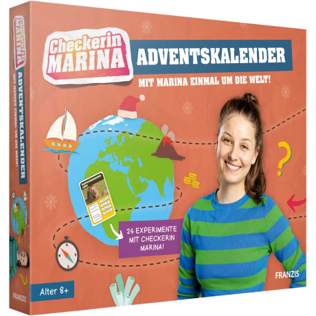 FRANZIS Checkerin Marina Adventskalender 2026, FRANZIS Checkerin Marina детский научный адвент-календарь 2026 с опытами о море, навигации и животных, 24 задания