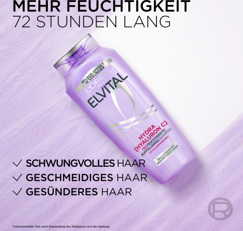 L'Oreal Paris Elvital Hydra Hyaluronic 72H Feuchtigkeits-Auffuellendes Shampoo, 300 ml, Увлажняющий шампунь с гиалуроновой кислотой для обезвоженных волос, увлажнение до 72 часов, 300 мл
