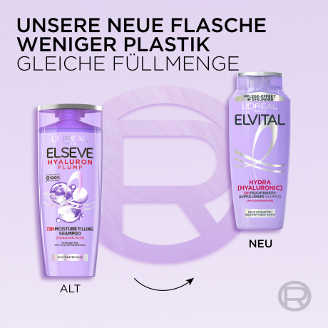 L'Oreal Paris Elvital Hydra Hyaluronic 72H Feuchtigkeits-Auffuellendes Shampoo, 300 ml, Увлажняющий шампунь с гиалуроновой кислотой для обезвоженных волос, увлажнение до 72 часов, 300 мл