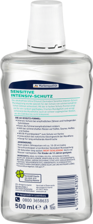 DONTODENT Sensitive Intensiv-Schutz Mundspulung Ополаскиватель для полости рта Интенсивная защита для чувствительных зубов, для взрослых и детей от 12-ти лет, 500 мл