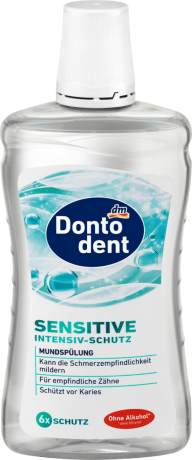 DONTODENT Sensitive Intensiv-Schutz Mundspulung Ополаскиватель для полости рта Интенсивная защита для чувствительных зубов, для взрослых и детей от 12-ти лет, 500 мл