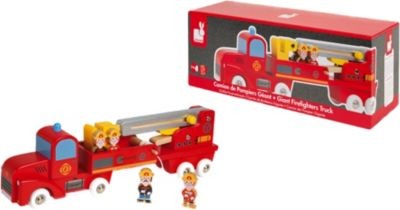Janod Story Feuerwehrauto Holz mit 4 Holzfiguren История пожарной машины из дерева с 4 деревянными фигурками