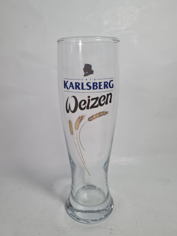 Бокал пивной винтажный Karlsberg Weizen, стекло, 0.5 л, 24 см, Германия, 1970-80гг.