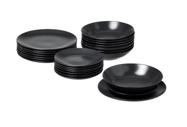 IKEA FARGKLAR Service 24-tlg., mattiert dunkelgrau, Икеа ФЭРГКЛАР Сервиз, 24 предмета, цвет матовый темно-серый