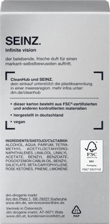 SEINZ. Infinite Vision Eau de Toilette, 60 ml, Мужская туалетная вода Infinite Vision с бергамотом, яблоком и кардамоном, 60 мл