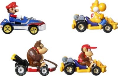 Mattel Hot Wheels Mario Kart-Fahrzeuge im 4er-Pack mit 1 exklusiven Sammlermodell Набор из 4 машин Hot Wheels Mario Kart с 1 эксклюзивной коллекционной моделью