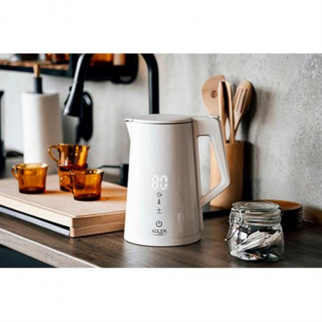 Adler Adler Wasserkocher AD 1345 weiss, 1,7 Liter, Edelstahl, Temperatureinstellung, Temperaturanzeige  Чайник Adler AD 1345 белый, 1,7 л, нержавеющая сталь, регулировка температуры, отображение температуры